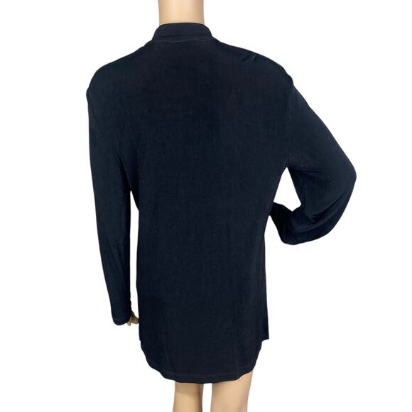 Chico's Travelers Black Mandarin Collar Button Down Tunic Top SZ M - Picture 6 of 7